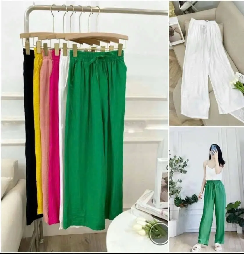 CÓ SIZE 70KG Quần ĐŨI TƠ LINEN dài ống rộng mềm mại thoáng mát xuất khẩu hàng mới HOT TREND