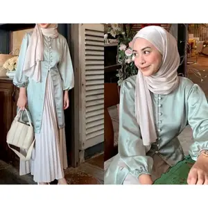 NARAYA TUNIK SATIN PREMIUM MEWAH ELEGAN POLOS TERBARU BUSUI JUMBO BIGSIZE Polos Kancing Muslim Panjang Wanita Formal Pesta