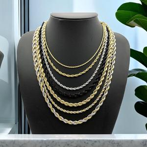 Kalung, Tidak Luntur, Untuk Lelaki dan Wanita, Diperbuat daripada Keluli Tahan Karat dan Keluli Titanium, Rantai Jalinan Tebal Jewelry Necklaces lustful  jewelry kalung  kepala  suku