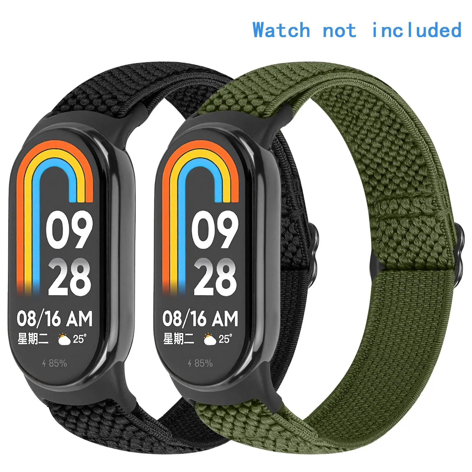 Woven Plain Stretchable Breathable Sport Watch Band for Xiaomi Mi Band 8 (Band Only), 2 Counts/Set Soft Replacement Watch Band for Men Women, Smart Watch Accessories