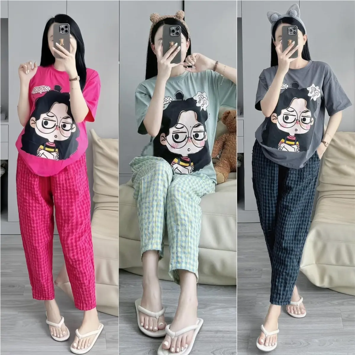 [XOX IN HÌNH] Sét áo cộc quần baggy lửng. Đủ size SMLXL 40kg- 70kg