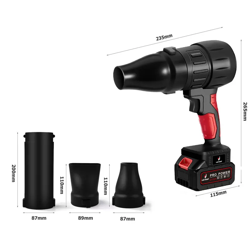 Victool Máy thổi bụi cầm tay, quạt thổi bụi phản lực 6000W máy thổi phản lực không dây, quạt phản lực mini Turbo 1588V Máy thổi bụi phản lực động cơ tua bin pin 10cell phổ thông Makita 7