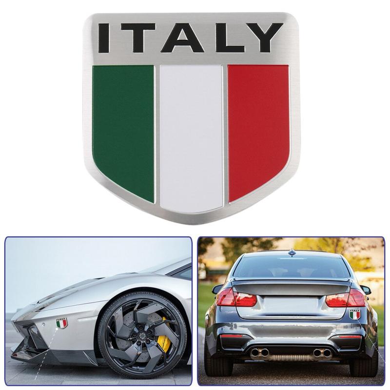 Tem Nhôm - Logo nhôm hình lá cờ nước ITALY trang trí xe 2