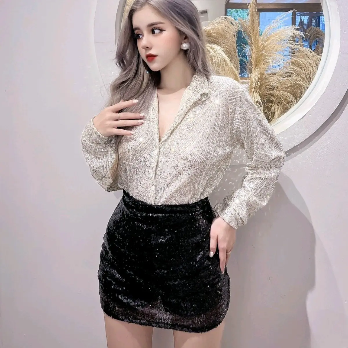 Chân Váy Nữ Kim Sa Sang Chảnh Có Cạp Women