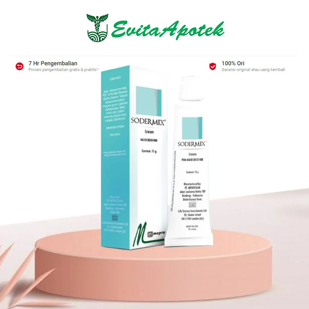SODERMIX Cream  Untuk Menghilangkan Bekas Luka Cacar, Luka Knalpot, Keloid dan pruritus Gatal
