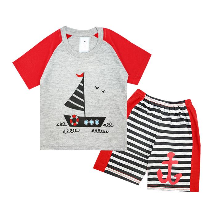Gambar Wakakids Baju Bayi Anak Laki Laki Lengan Pendek Motif Sail Boat Setelan Celana Kaos Usia 12 Bulan Hingga 18 Bulan 3462 - Merah dari Wakakids Kota Administrasi Jakarta Pusat 5 Tokopedia