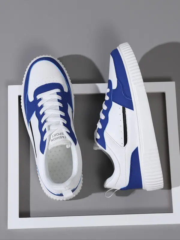Men's Colorblock Lace Up Low Top Sneakers, Casual Comfortable Breathable Sports Running Shoes, Male All-match Round Toe Shoes for Daily Wear 5