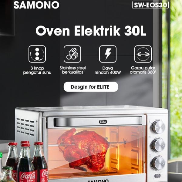 [SAMONOxINDAHPUTRI] Samono 400W Oven Listrik 30 Liter Oven Multifungsi Kaca Penutup Transparan SW-EOS30 Silver [SW-EOS30]