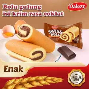 Dalazz Kue Gulung Lembut Rasa Cokelat | Swiss Roll Halal | Camilan Manis Favorit | Snack Keluarga 18g/Pack