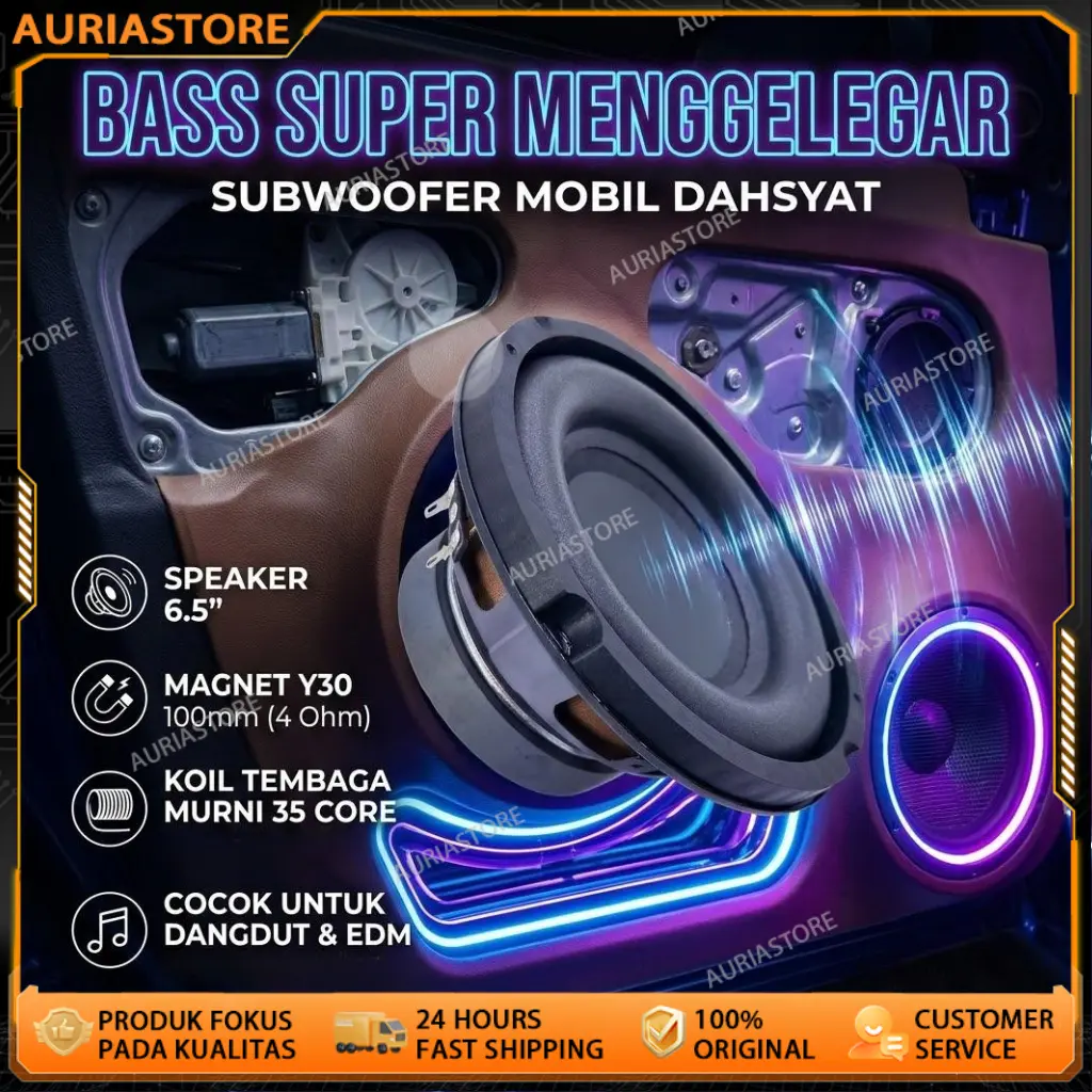 Subwoofer 6.5 Inchi Speaker Bass 4 Ohm 60W 200W Y30 Magnet 100mm Double Busa Tebal Modifikasi Audio Mobil Speaker Aktif Pasif Home Karaoke