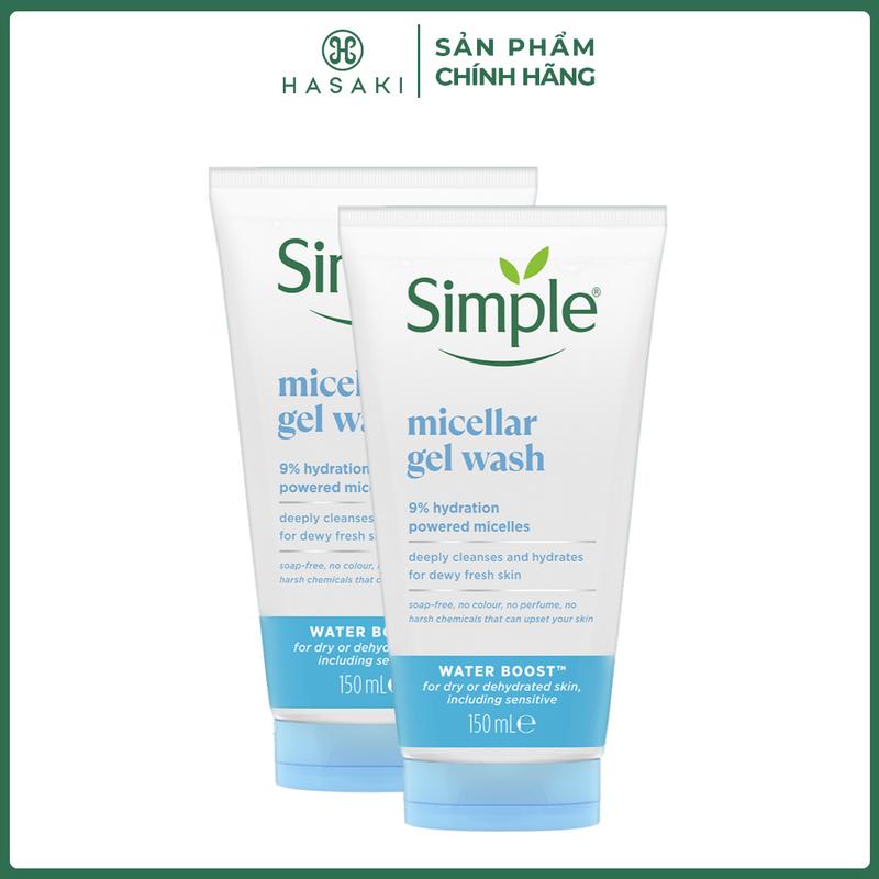 Combo 2 Sữa Rửa Mặt Simple Dưỡng Ẩm Cho Da Dạng Gel 150ml | HASAKI BEAUTY