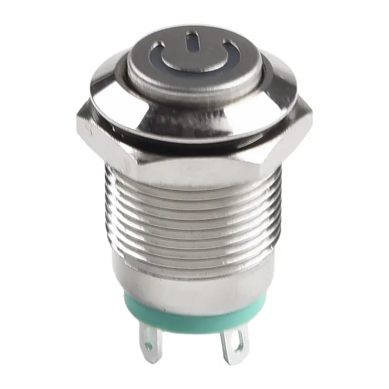 Công Tắc Nút Nhấn Kim Loại, 12mm, Nút Nguồn, Chống Thấm Nước, Đèn LED Phẳng, 12V-24V 2