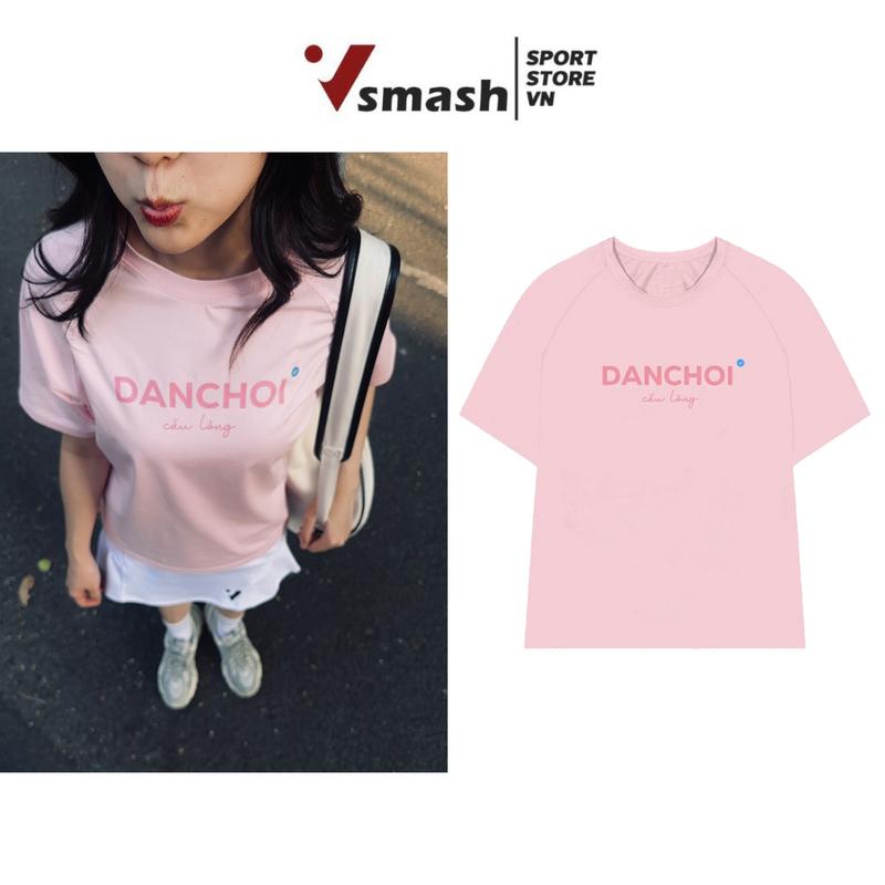 Áo cầu lông SỢI BÔNG EM BÉ | Thương hiệu Vsmash VN | Họa tiết in "DANCHOI" cầu lông | Tee (4) |  Áo thun Cổ Tròn | Bền đẹp Đen Menswear Cotton Top Chạy Bộ Tập Thể Dục Sport Sport có thể giặt máy chống mùi áo thể thao đồng có thể giặt máy áo  thể quần  áo