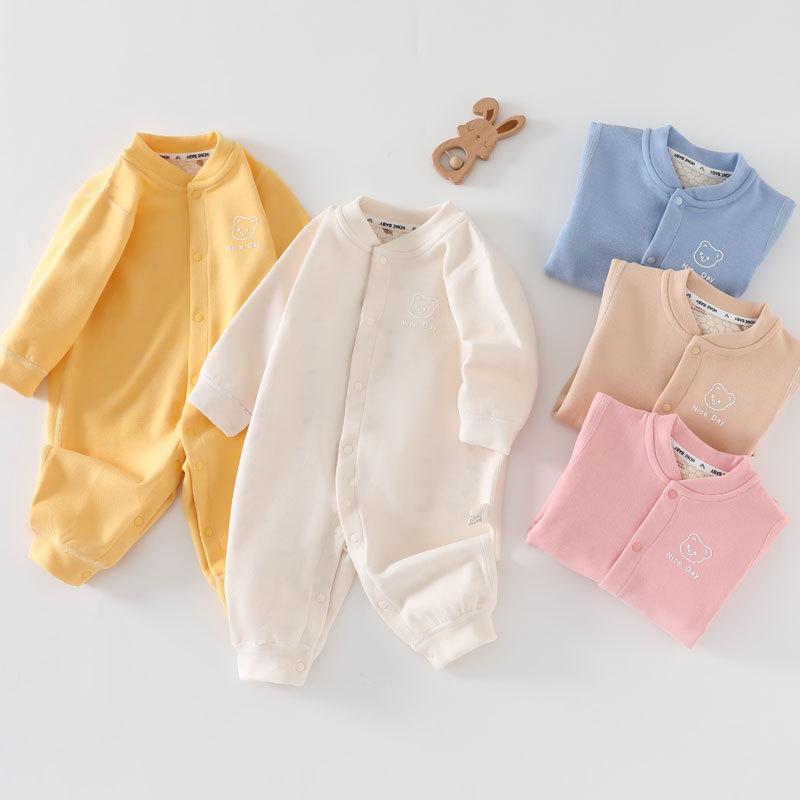  Áo liền quần vải nỉ ấm cho bé trai bé gái hàng QC cao cấp vải mềm mịn co giãn 4 chiều có size cho bé từ 3-12kg _ Jumpsuit _ BD125 