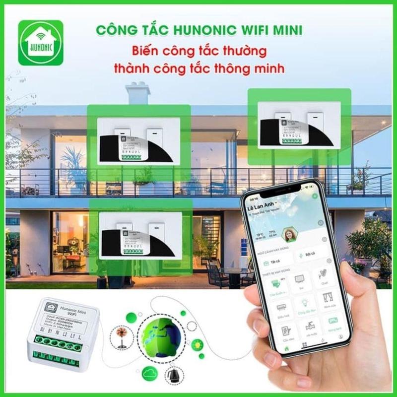 Công Tắc Thông Minh Wifi Hunonic Mini Điều Khiển Từ Xa Qua điện thȯại, Hẹn Giờ Tự Động 2