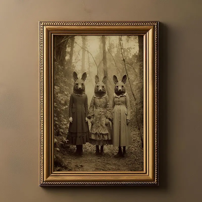Vintage Rabbit Pattern Unframed Canvas Wall Art Print, Gothic Occult Poster, Wall Art for Home Office Decor 5
