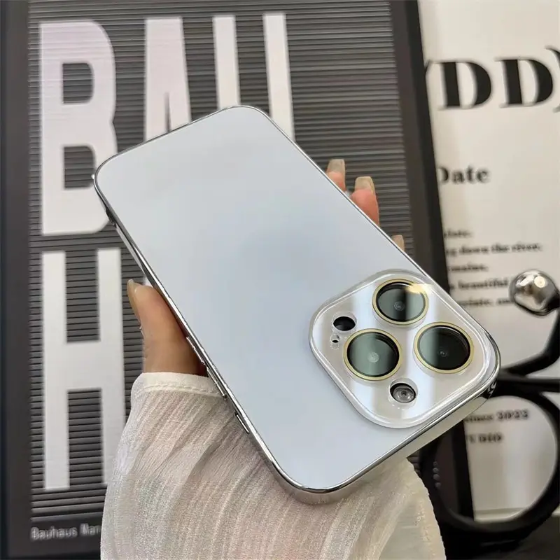 Ốp Điện Thoại Kính Nhám Chính Hãng Thiết Kế Sang Trọng, Tương Thích Với iPhone 15 Pro Max, 11, 12, 13, 14 Pro Max, 14, 15 Plus, Ốp Chống Sốc PC Mạ, Có Bảo Vệ Màng Ống Kính Ốp Lưng Cứng Phụ Kiện 6