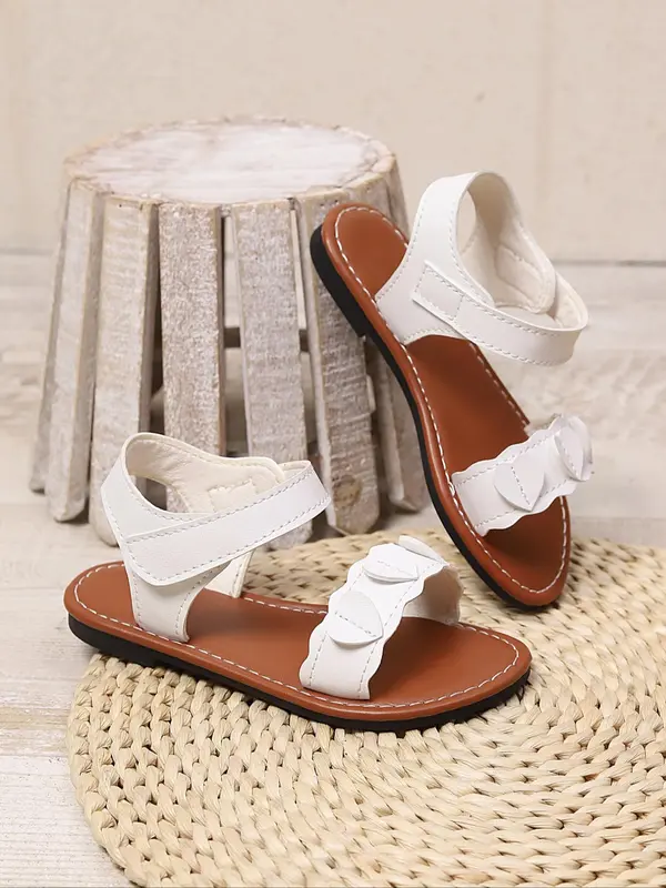 Girl's Ethnic Pattern Velcro Design Sandals, Casual Comfortable Flat Sandals for Summer, Non-slip Wear-resistant Sandals for Outdoor Holiday 7