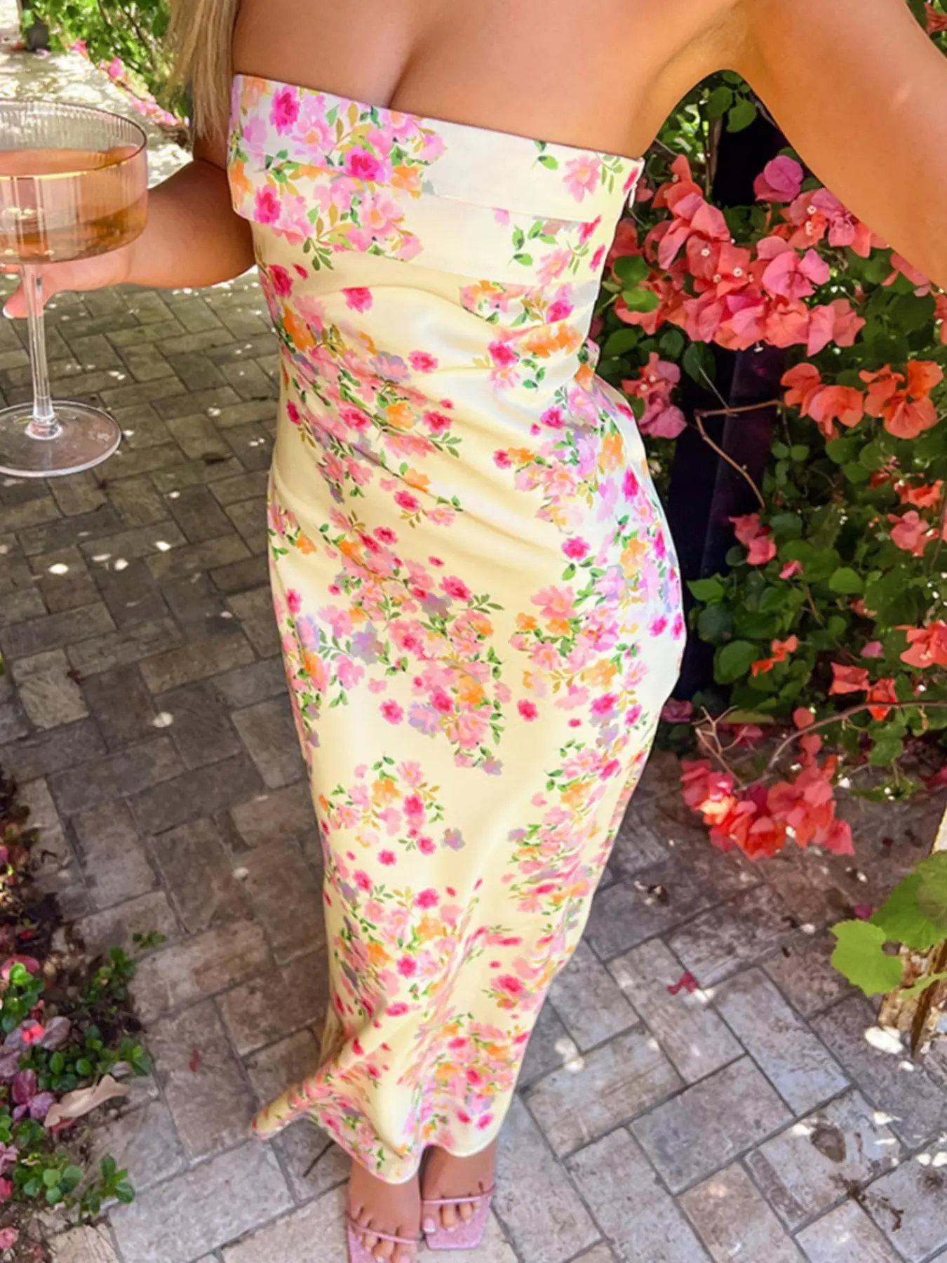 Women's Floral Print Tube Dress, Fashion Casual Strapless Dress for Holiday Vacation Daily Wear, Ladies Clothes for Summer, Womenswear