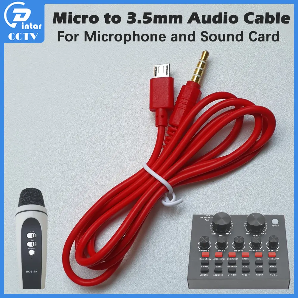 Original Micro to Jack 3.5mm Audio Adapter Cable 1m For Live Sound Card and Microphone