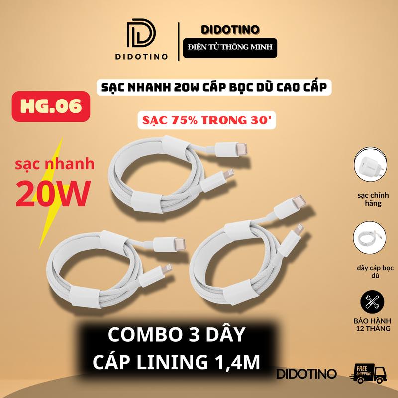 COMBO 3 DÂY CÁP BỌC DÙ IPHONE , ANDROI SẠC NHANH (20W) , Cáp Sạc Bọc Dù Cao Cấp ổn định an toàn cho điện thoại, Phụ Kiện Sạc Điện Thoại Phone sacnhanh 20w