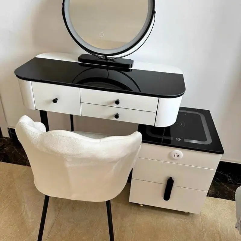 Bàn trang điểm mini size 80, tích hợp nghe nhạc Blutus, đèn led cảm ứng 3 màu 5