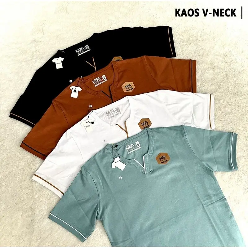 ALMOS Kaos Kerah V Simple List | V Neck Tshirt | Basic Tshirt Cotton combed 24s Premium Kaos Distro  Katun  Cowok  Oblong  Bandung  Polos