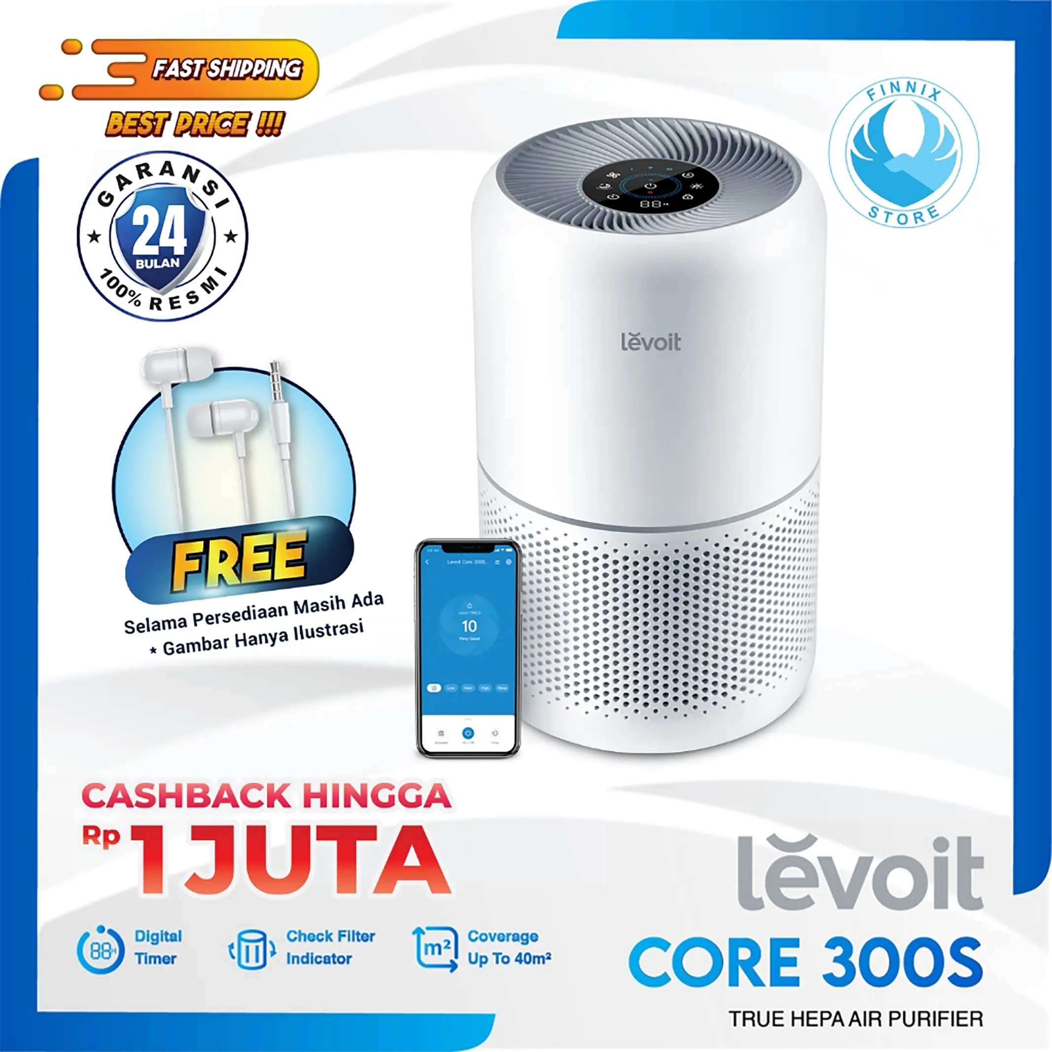 Levoit Core 300S Smart Air Purifier True HEPA - Pembersih Udara
