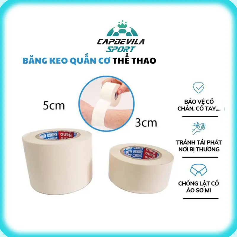 Băng keo thể thao, Băng keo quấn cơ đá bóng đá banh tránh chấn thương bảo vệ cổ tay cổ chân đầu gối chơi tenis cầu lông 0