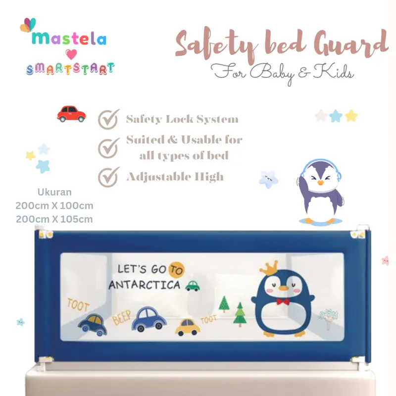 MASTELA Baby Bed Rail Safety Guard Bed Guard Rail Fence Pagar Pembatas Pengaman Pagar Kasur Bayi 6