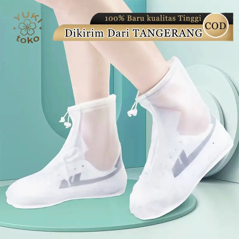 Mitsushi Sarung Sepatu Tahan Air Pelindung Sepatu Bot Hujan Tinggi Anti Selip Waterproof Cover Shoes Jas Hujan Sepatu Cover PVC