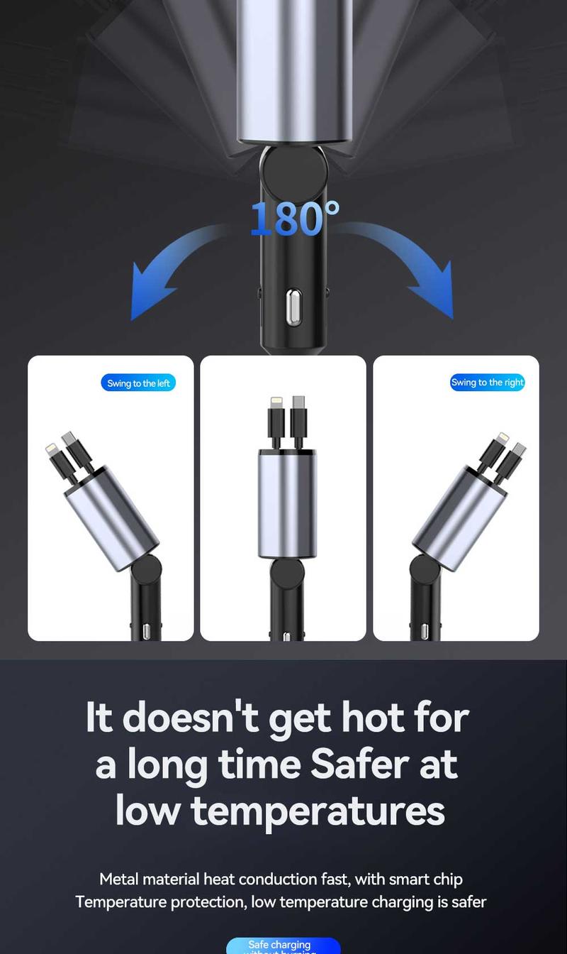 Product Introduction of new 120W multi-functional car charger for car charging elastic recovery for Apple jack and Typr-C with numerical display direction adjustable multi-port work simultaneously luggage  holder universal  travel tessan  travel Ultra-Fast Multi-Device Type C 14
