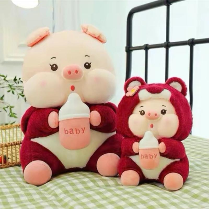 Gấu bông Lena ôm bình sữa . Siez 70cm Siêu mềm mịn. Khổ vải 70cm nên form 60 . Thú nhồi bông đội mũ