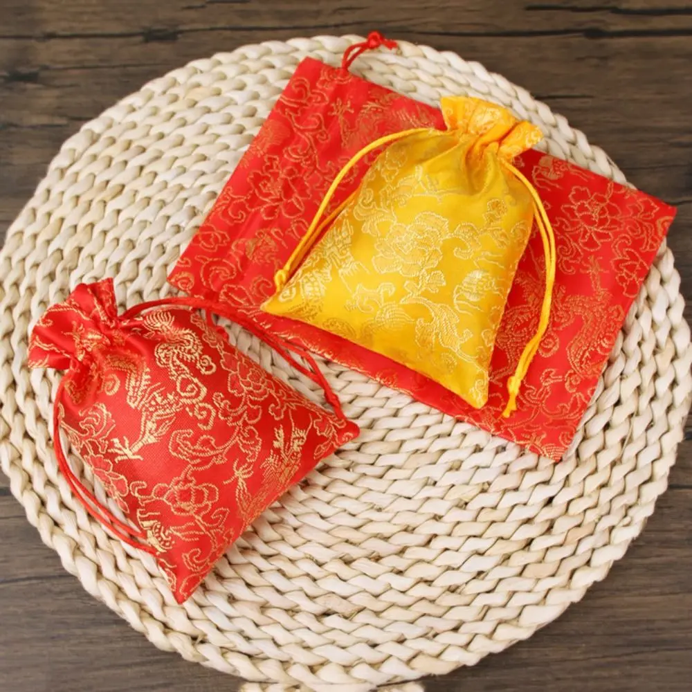 túi thổ cẩm dân tộc Túi Dây Rút, Thiết Kế Hoa Thêu Rồng Thanh Lịch, Sức Chứa Lớn, Chất Liệu Vải Bố, Túi Xách Hoa, Túi Kẹo, Túi Bucket, ví đựng tiền Xu Nhỏ Ví, Thích Hợp Để Sử Dụng Hàng Ngày