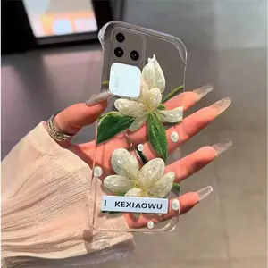 Casing cocok untukVIVO V30 Kasing ponsel braket tanpa batas bunga transparan-WBK