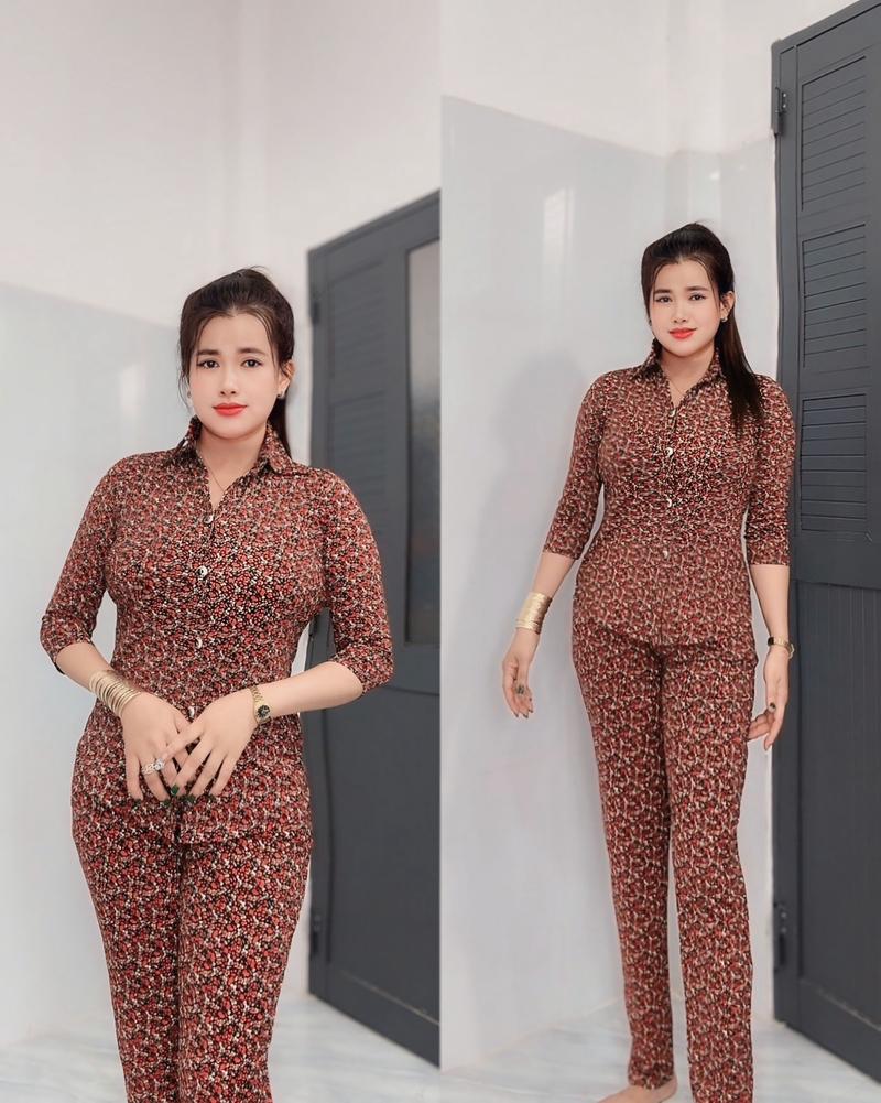 Product Introduction of Đồ Bộ Nữ Nút gài. cổ sơ mi  Tay lỡ nhẹ Vải thun aty mịn Quần dài size 40đến 75kg .đồ bộ Tâm Đan Nhung Áo.đồ bộ trung niên Vàng 43