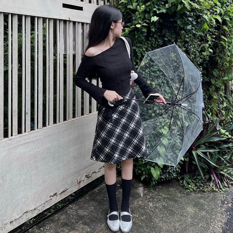 Mia Top - áo thun trễ vai nữ tặng kèm dây thiết kế tay loe dài nhiennhienvintage BA361 Women Trắng Sơ Mi Shirt 7