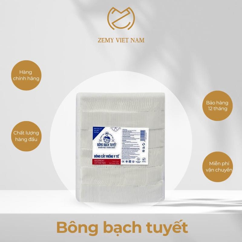 Bông Bạch Tuyết Cắt Miếng 7 x 7 cm Dùng Tẩy Trang Lau Mặt Trong Spa Skincare Nữ combobong tay