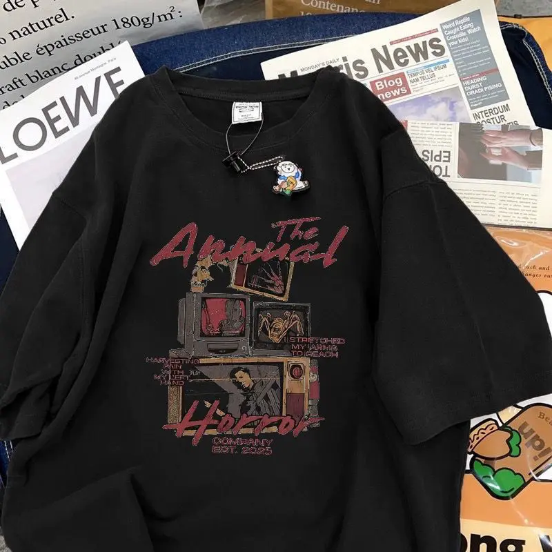 American retro vintage vintage high street print short sleeve t-shirt men and women