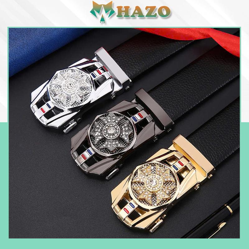 Thắt Lưng Dây Nịt Da Nam Mặt Đá xoay Titan Sang chảnh trẻ trung PK558 Thời trang phong cách