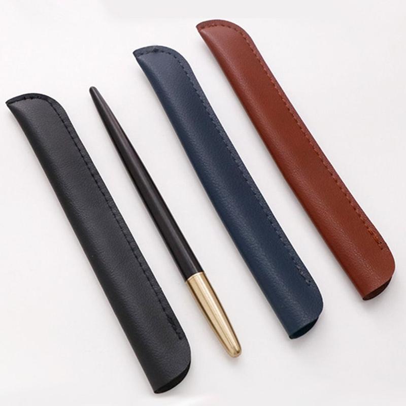 Product Introduction of Pen Sleeve PU Leather PU Pencil Bags Solid Color Large Capacity Pen Pouch Pencil Case Office Supplies 16