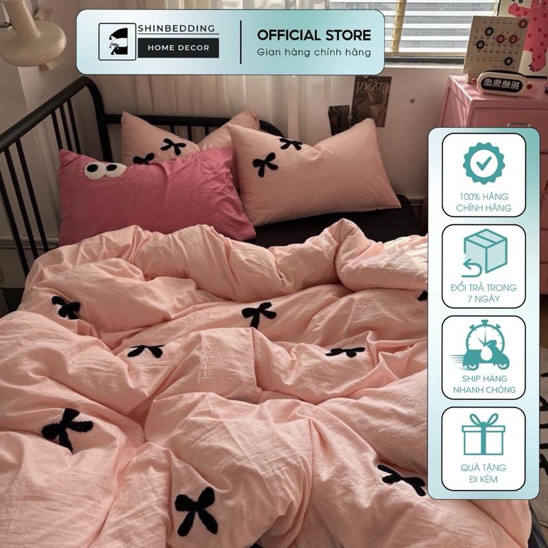 Bộ Vỏ Cotton Đũi Hoạ Tiết Thêu Shinbedding ( Không kèm Ruột Chăn) (Không có vỏ gối ôm) gagiuong mua giặt máy đầu gấu trắng ga nệm giường