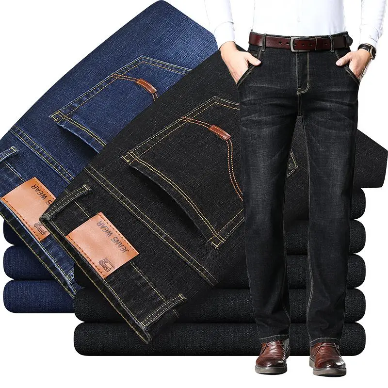 Classic Jeans for Men New Style Slim Straight Stretch Jeans Plus Size Business Denim Jeacns