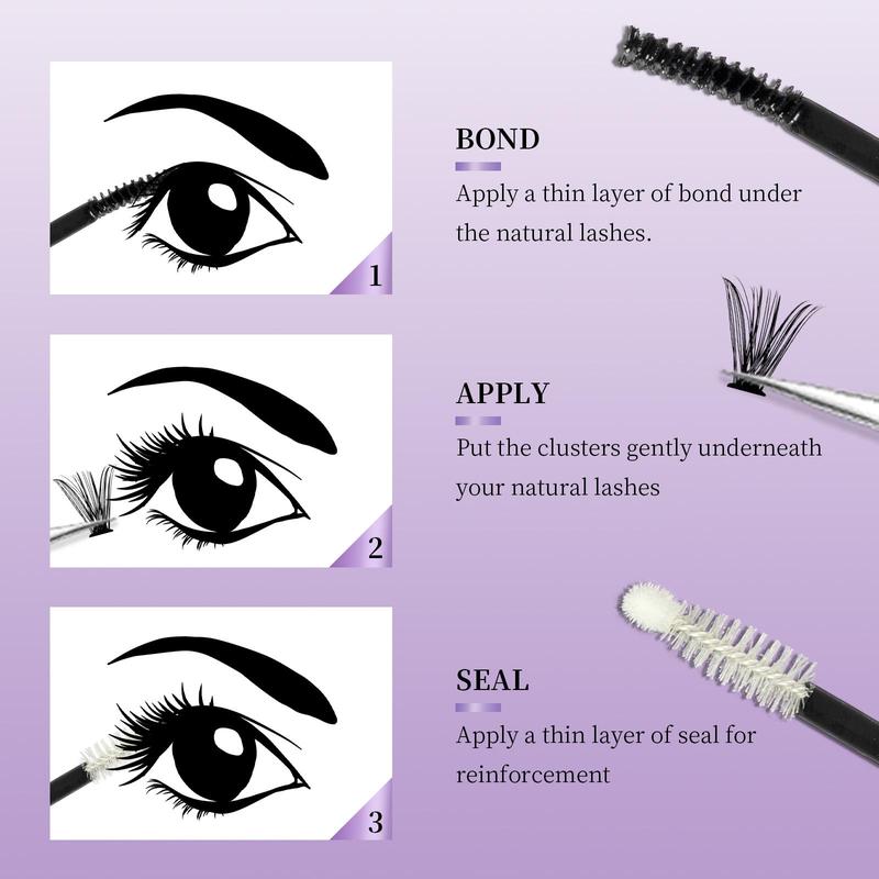 Bond and Seal Glue Eyelashes Makeup Extensions, Long Lasting Waterproof Cluster Lash Glue for Individual Cluster Lashes DIY Lash Extension, Cosmetic for Women, Back To School Makeup, Valentine's Day Gift 6