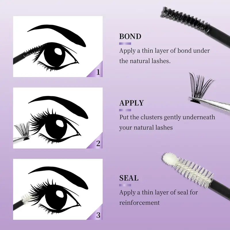 Bond and Seal Glue Eyelashes Makeup Extensions, Long Lasting Waterproof Cluster Lash Glue for Individual Cluster Lashes DIY Lash Extension, Cosmetic for Women, Back To School Makeup, Valentine's Day Gift 6