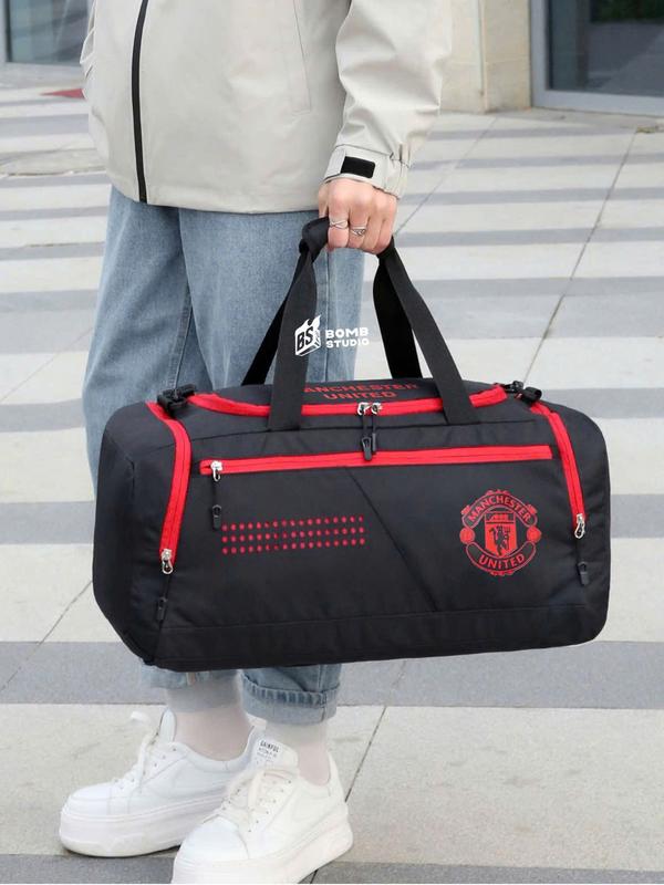 Túi trống thể thao du lịch Manchester United màu đen dây kéo Đỏ/Xanh vải oxford cao cấp, đựng hành lý quần áo, có ngăn đựng giày - BOMBSHOP 2