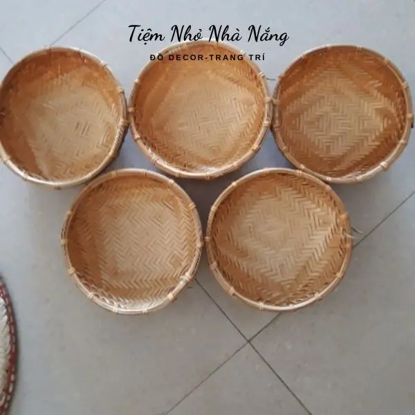 Thúng tre mini trang trí decor, rổ tre hun khói đựng đồ ăn, chụp ảnh size 20cm, 25cm, 30cm Giỏ 2