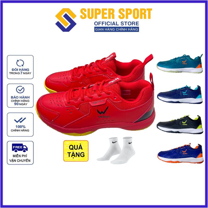 Giày cầu lông, Giày bóng chuyền Wika Maru màu Đỏ nam nữ chính hãng tặng tất dệt kim khử mùi - Đế Eva chơi trên sân bê tông tốt