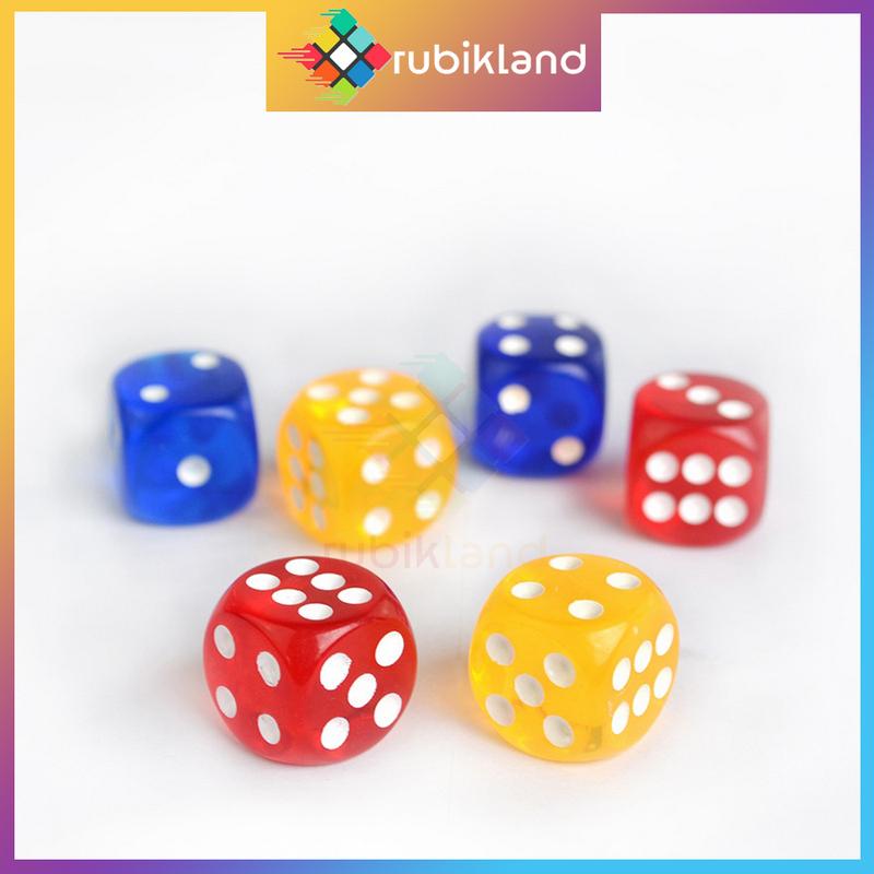 [Trong Suốt 18mm] Xí Ngầu Loại To 18mm Xúc Xắc Trong Suốt Nhiều Màu Đẹp Mắt Đồ Chơi Board Game Thẻ Bài Giải Trí
