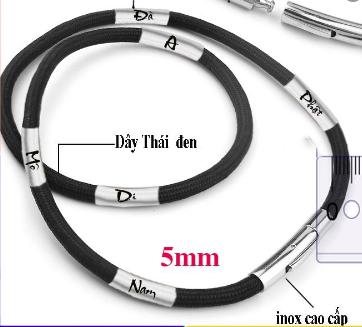  Dây chuyền dù thái màu đen bọc khoen Nam mô a đi đà phật trắng đem lại bình an may mắn cho người đeo 